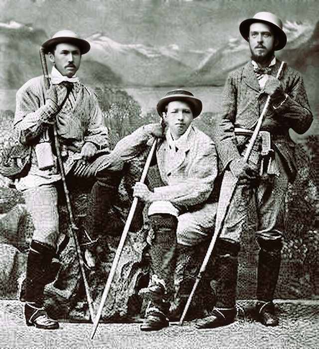 Gaston Menier, Albert Menier et Nikola� Khomiakov dans les Alpes en 1873